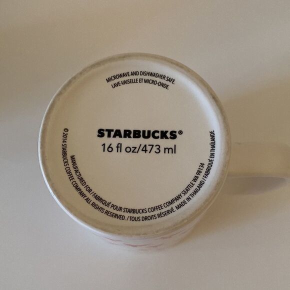 Starbucks White Red Stars 2014 Coffee Cup Mug Mermaid Logo 16oz - Picture 9 of 10
